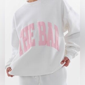 THE BAR VARSITY SWEATSHIRT WHITE/PINK